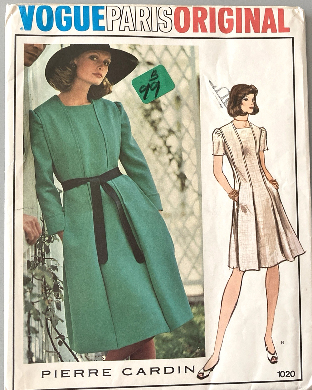 Vogue Paris Original Pierre Cardin 1020 Sewing Pattern A-line Dress Sz 10 Uncut
